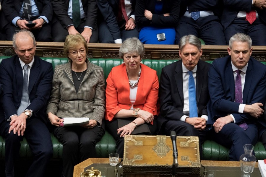 La primera ministra, Theresa May, en la Cámara de los Comunes. Foto del parlamento británico.