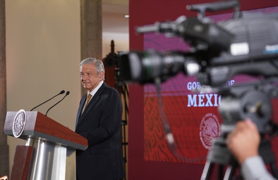 El presidente Andrés Manuel López Obrador en su conferencia de prensa matutina. Foto cortesía de presidencia. 