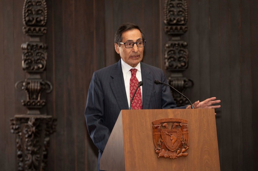 Rogelio Ramírez de la O, el secretario de Hacienda y Crédito Público de México, en la inauguración de la Cátedra SHCP 2023 de la Facultad de Economía de la UNAM. Foto Twitter @Hacienda_Mexico