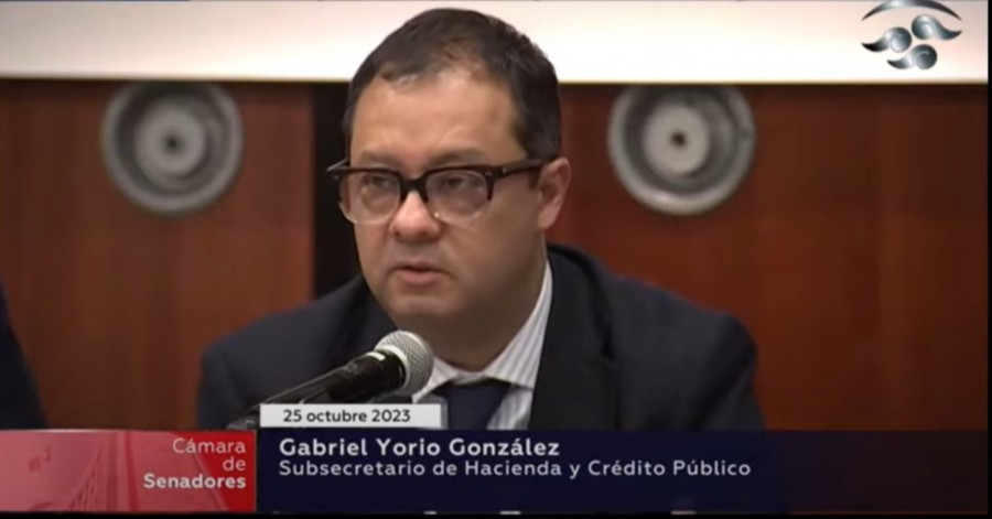 Gabriel Yorio, el subsecretario de Hacienda y Crédito Público, en una comparecencia ante el Senado. Foto captura