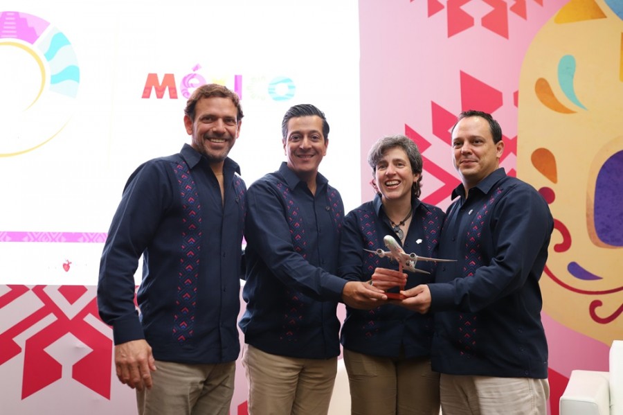 Ambos anuncios fueron realizados por directivos de Grupo AeroMéxico durante la participación de la aerolínea en el Tianguis Turístico 2024, celebrado en Acapulco, Guerrero. Foto Grupo AeroMéxico